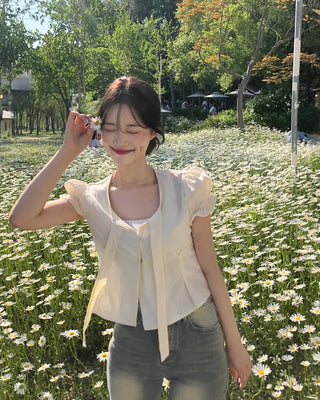 Day Ribbon Puff Blouse