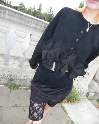 Waist frill lace half leggings