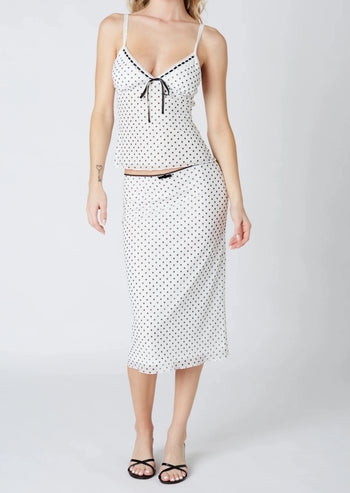 Polka Dot Tops & Fishtail Midi Skirt Set