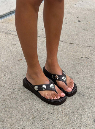 Lyana Eyelet Detail Sandals Black