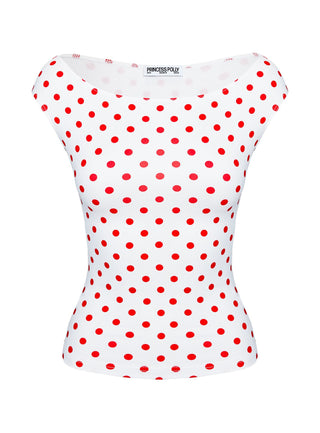 Cheirosa Off Shoulder Top White  Red