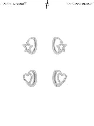 HOLLOW STARS & HEARTS EAR CLIP