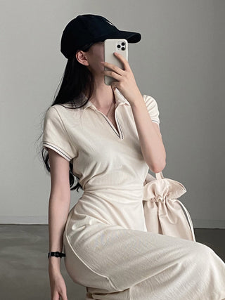 collar A Line short-sleeved dress