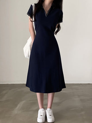 collar A Line short-sleeved dress