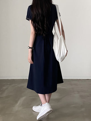 collar A Line short-sleeved dress