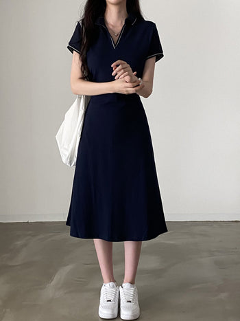 collar A Line short-sleeved dress