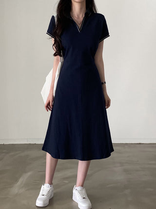 collar A Line short-sleeved dress