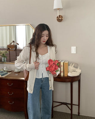 French square collar lace white shirt top