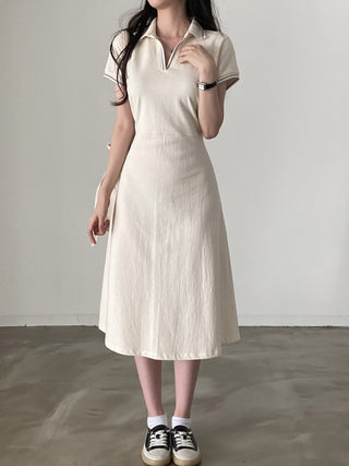 collar A Line short-sleeved dress
