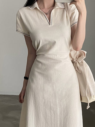 collar A Line short-sleeved dress
