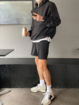 sports suit hooded jacket and shorts