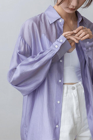 Tencel Sun Shirt with Back Slit Chiffon Shirt