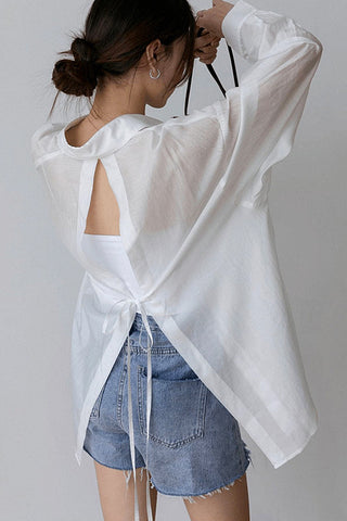 Tencel Sun Shirt with Back Slit Chiffon Shirt