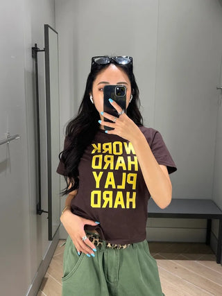 WORK Lettering Short-Sleeved T-Shirt