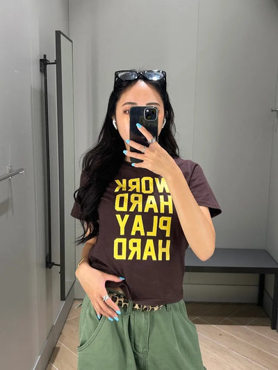 WORK Lettering Short-Sleeved T-Shirt