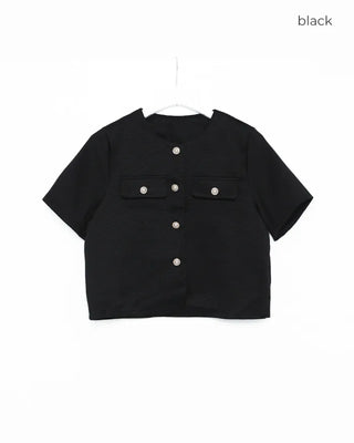 Collarless half-sleeve jacket