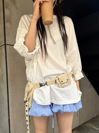 stripe pumpkin shorts