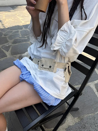 stripe pumpkin shorts