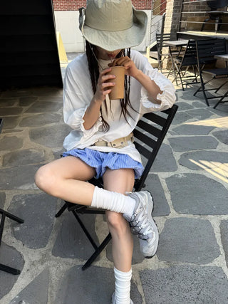 stripe pumpkin shorts