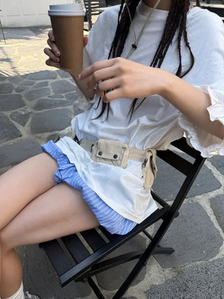 stripe pumpkin shorts
