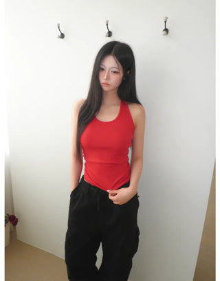 [7 colors] Long halter sleeveless top