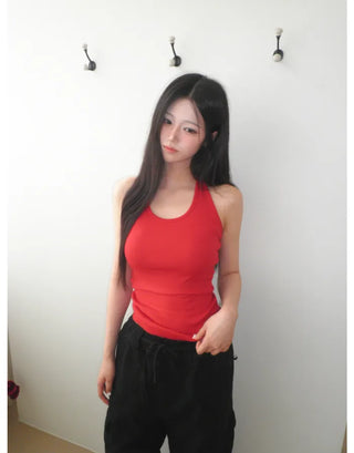 [7 colors] Long halter sleeveless top