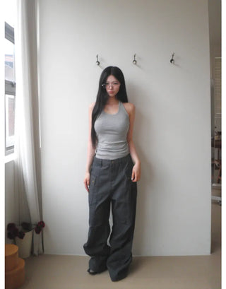 [7 colors] Long halter sleeveless top