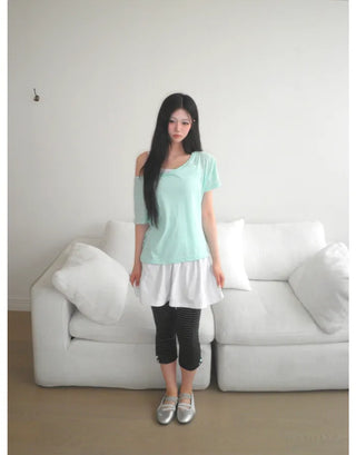 [3 colors] Striped Capri Pants
