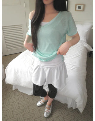 [3 colors] Striped Capri Pants