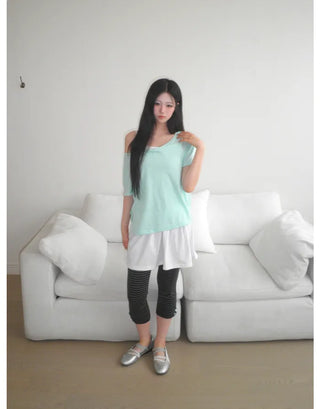 [3 colors] Striped Capri Pants
