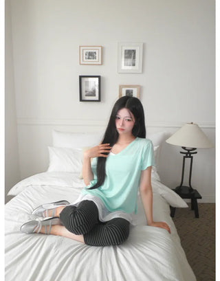 [3 colors] Striped Capri Pants