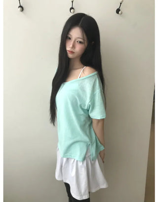[4 colors] V-neck cool knit