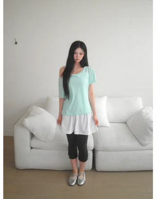[4 colors] V-neck cool knit