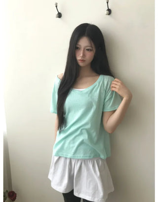 [4 colors] V-neck cool knit
