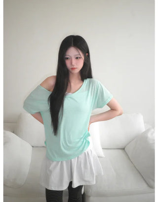 [4 colors] V-neck cool knit