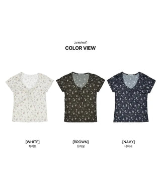 [3 colors] Mesh Flower T-shirt