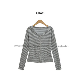 [2 colors] Striped Summer Zip-Up