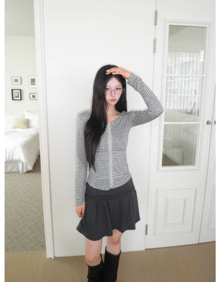 [2 colors] Striped Summer Zip-Up