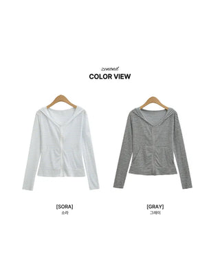 [2 colors] Striped Summer Zip-Up