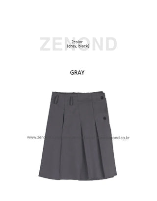[2 colors] Cutout pleated midi skirt