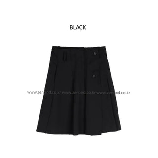 [2 colors] Cutout pleated midi skirt