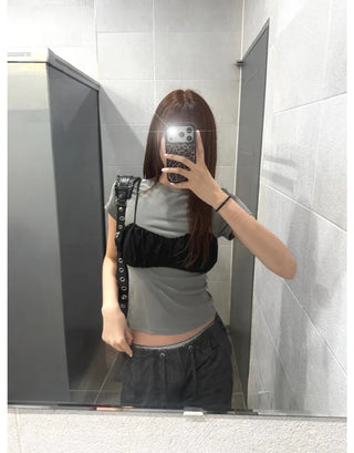 [3 colors] Shirred Wrinkle Bustier