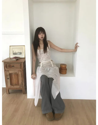 [3 colors] Asymmetrical Layered Midi Skirt