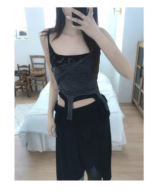 [3 colors] Asymmetrical Layered Midi Skirt