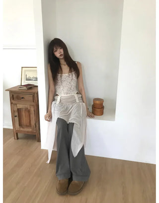 [3 colors] Asymmetrical Layered Midi Skirt