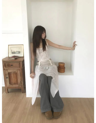 [3 colors] Asymmetrical Layered Midi Skirt