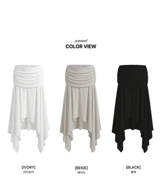[3 colors] Asymmetrical Layered Midi Skirt