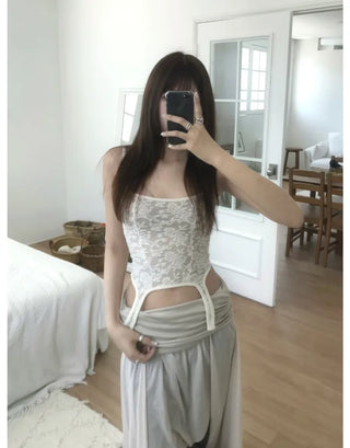 [3 colors] Lace Crop Sleeveless