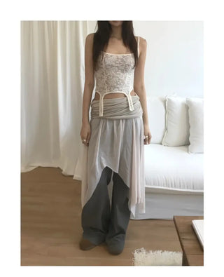 [3 colors] Lace Crop Sleeveless