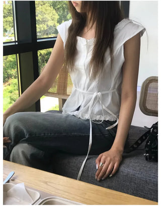 [2 colors] Plain blouse
